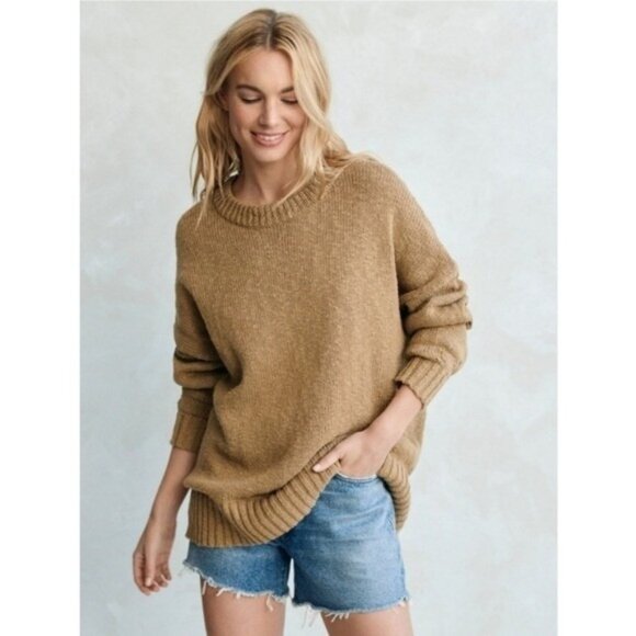 Jenni Kayne Sweaters - 🆕️ Jenni Kayne Cruise Boyfriend Sweater Brown Chunky Linen Blend XL Mimimalist